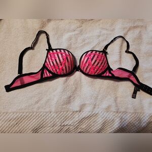 Victoria's Secret Pink and Black Striped Bra